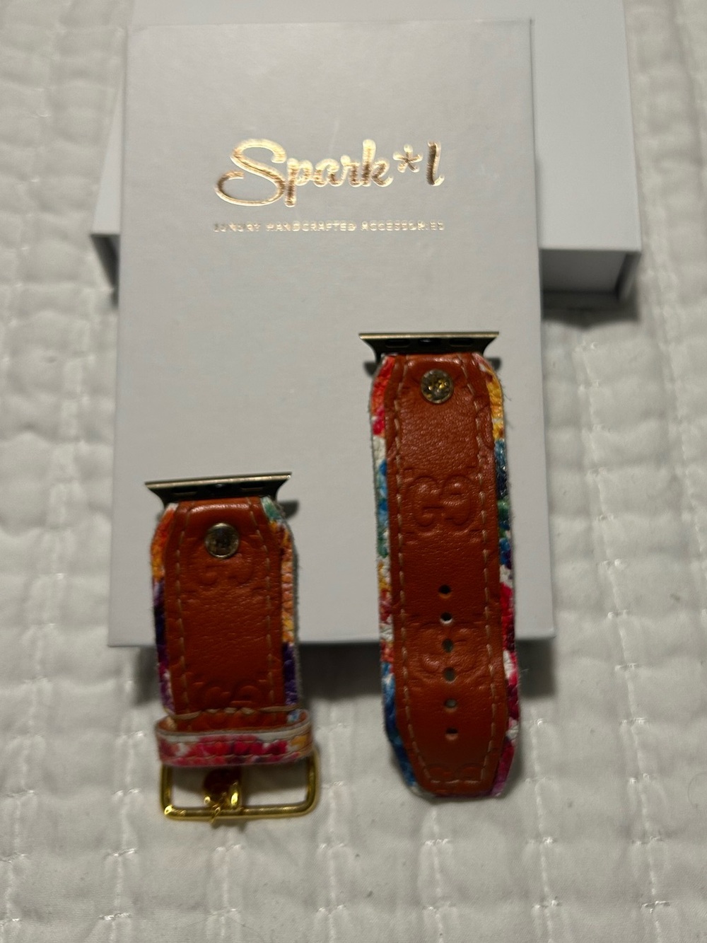 Spark*1 Leather & Floral Apple Watch Band in Orange and Multicolor